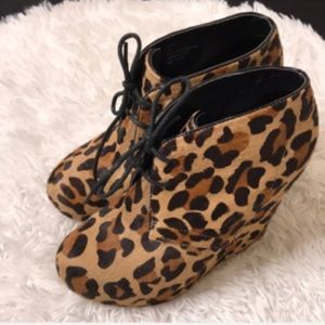 Steve Madden Cheetah Print Leather Wedge Bootie